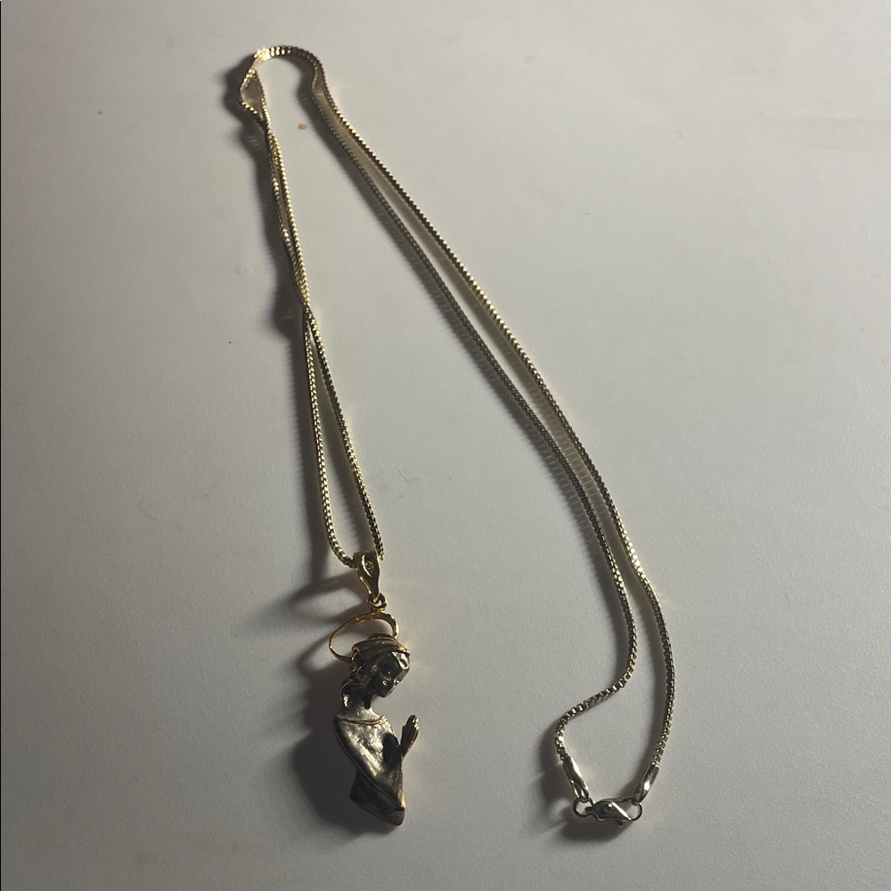 Gold and Silver Virgin Mary Pendant Necklace - Women Jewelry